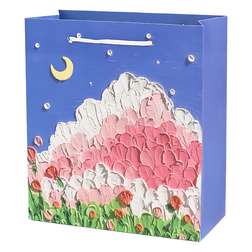 Bolsa de regalo de dibujos animados pintura al óleo creativa bolsa de regalo de cumpleaños subred estilo rojo caramelo galleta regalo embalaje bolsa de papel portátil