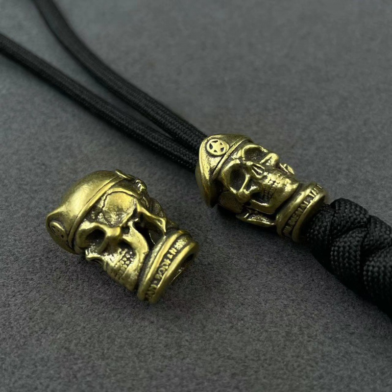 Ciondolo teschio marina in ottone per paracord perla diy_voghion.com