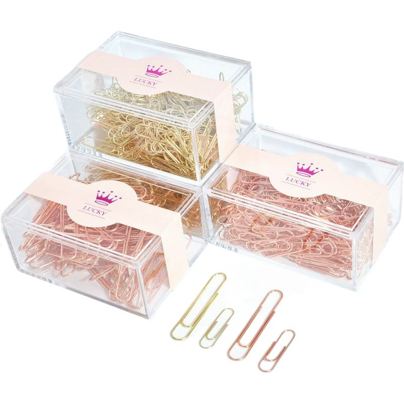 Производители экспортируют золотые скрепки 28 мм розовое золото 50 мм металлические скрепки для бумаг цветные канцелярские принадлежности держатель счета