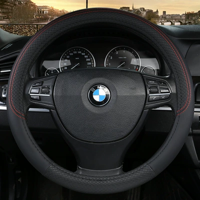 Wholesale HY embossed Plaid Four Seasons GM steering wheel cover new sports handle cover interior accessories (Steering wheel cover) - exporting-top-quality-classic-black-jzj-embossed-plaid-38cm