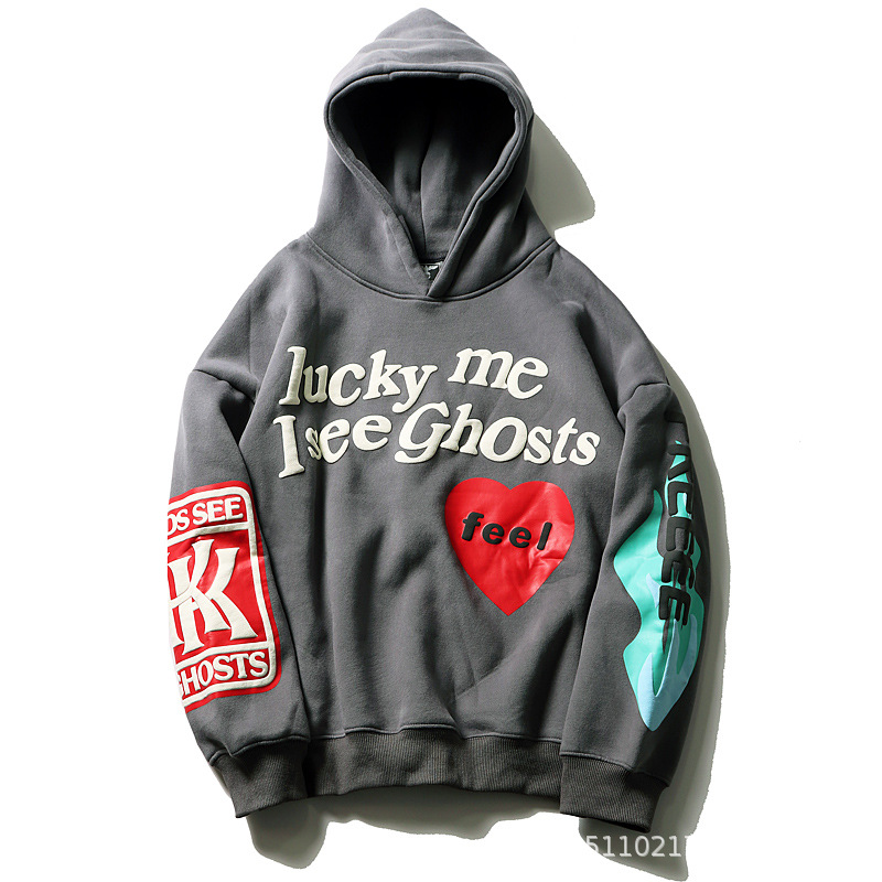 Kanye llama Amor graffiti carta suéter cpfm moda europea y americana hip hop fleece forrado con capucha abrigo moda