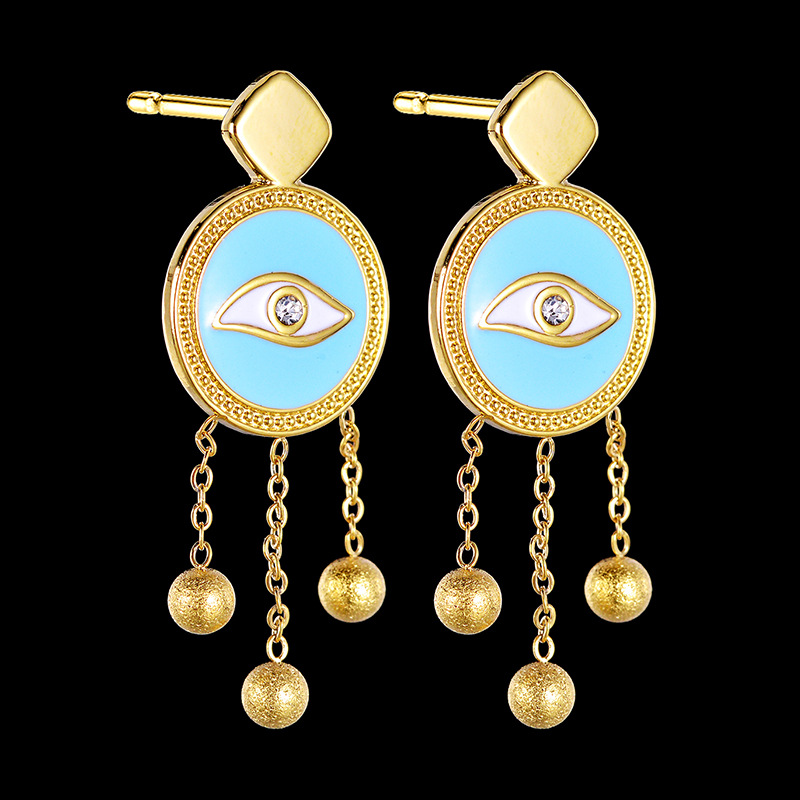 Fashion Eye Stainless Steel Drop Earrings Plating Rhinestones Stainless Steel Earrings display picture 6