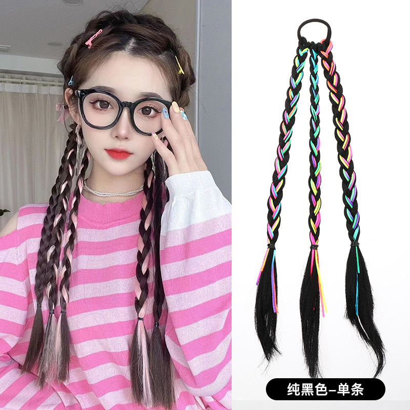 Pelo falso trenza hembra chica caliente trenza sucia Cola de Caballo dulce chica fresca giro natural trenza larga Internet celebridad trenza de boxeo trenza trenzada de cabello trenzado