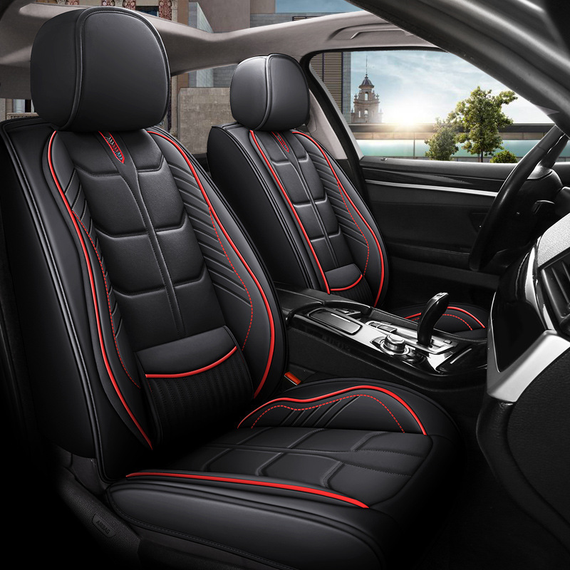 Seat Cover Breathable | Baojun Seat cushion, seat cover - 2123-lumbar-support-black-red-single-seat-one-piece