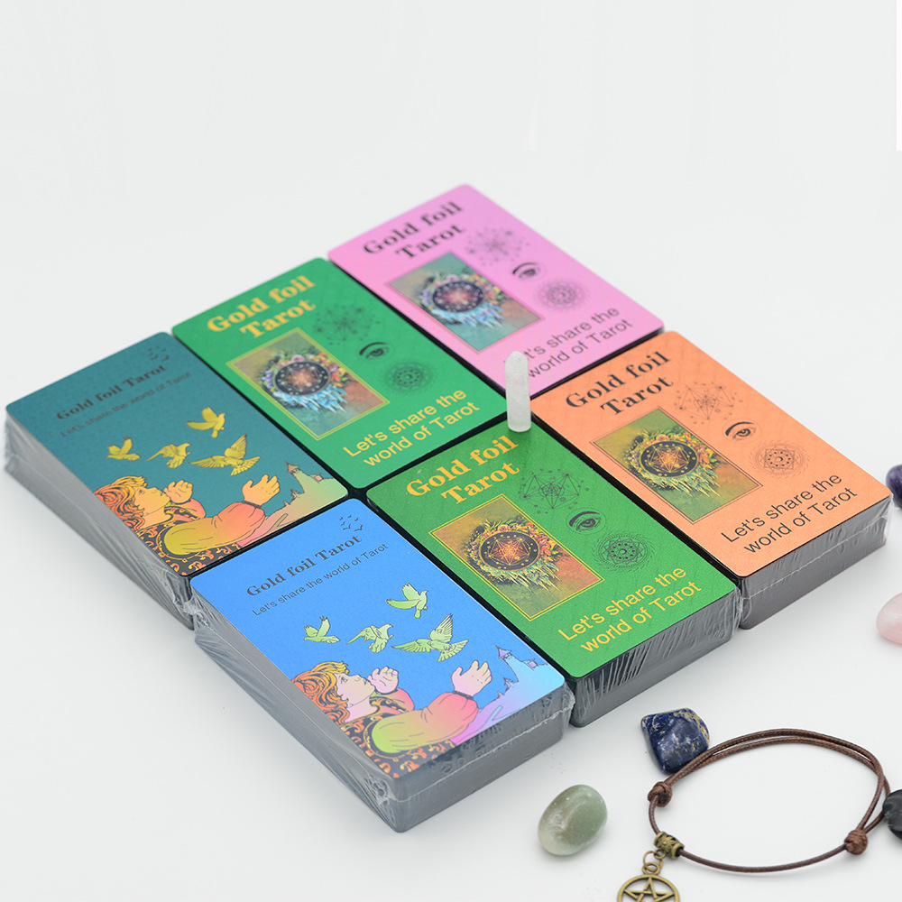 Gold Foil Tarot Cards Set Six Colour Eye Moon Board Game Cards_voghion.com