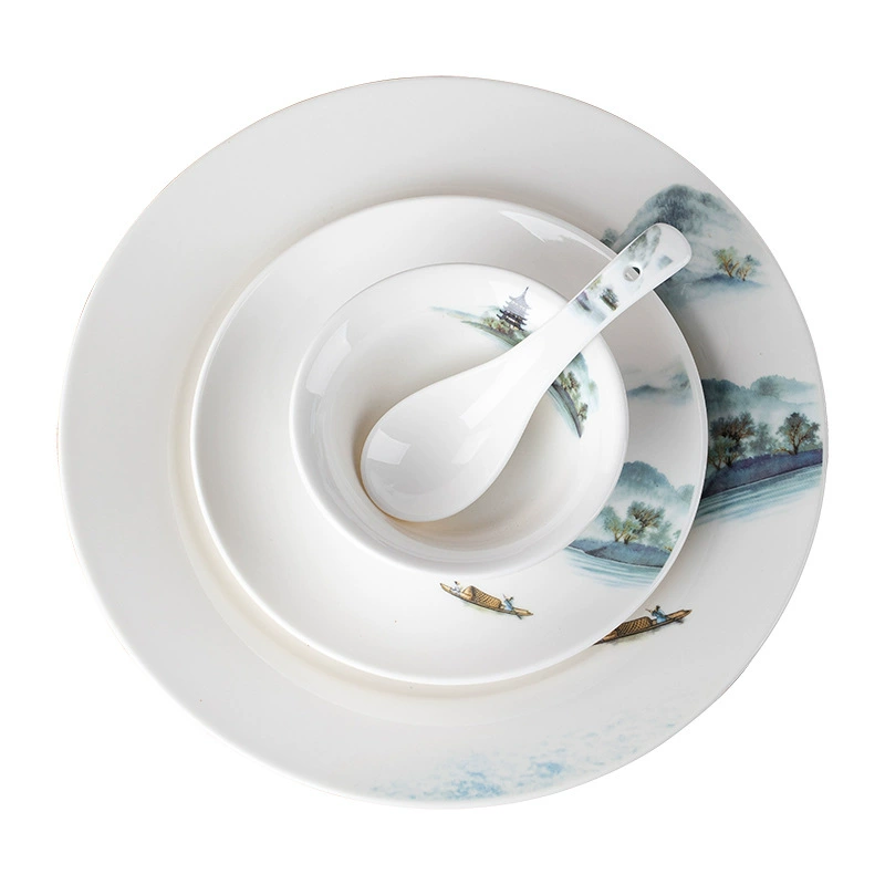 Sansui, set for hotel, ceramic tableware, 3 piece set, Chinese style