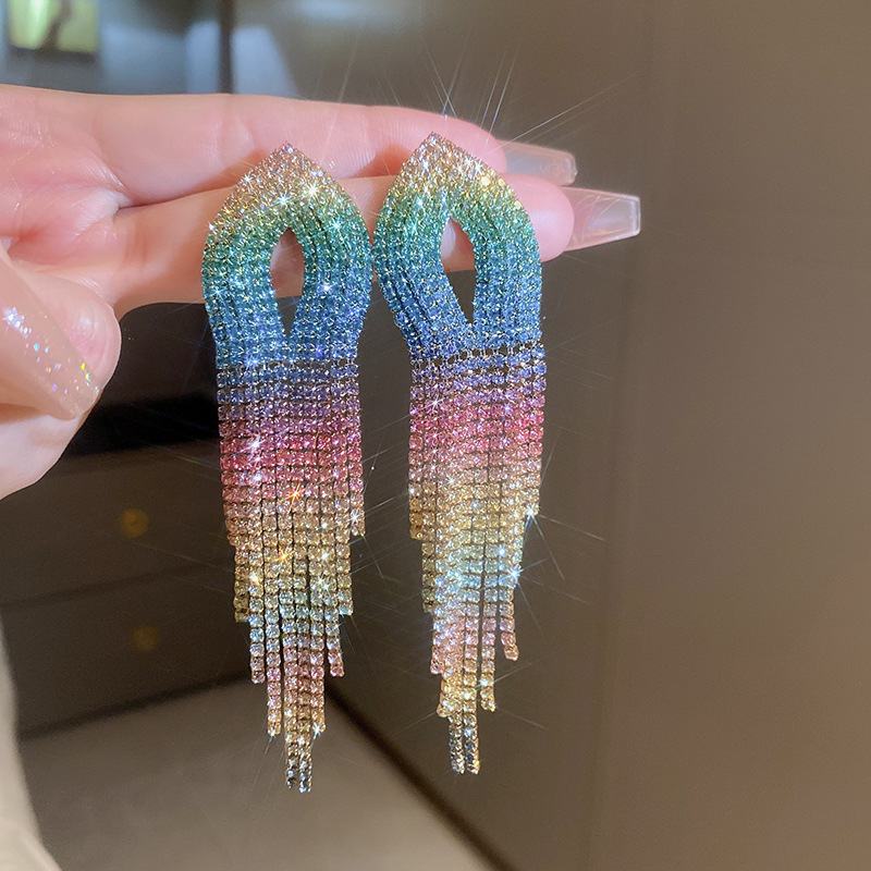 Pendientes de perla de diamantes con aguja de plata de súper hada, pendientes de borla de flores, pendientes de moda francesa, pendientes de nicho para mujer, lujo ligero, sentido de alta gama