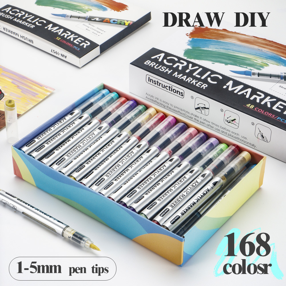 Pluma acrílica de líquido directo Cepillo de pintura de cabeza suave de 72 colores Pincel de graffiti de bricolaje de estudiante Pluma de punta suave Spot al por mayor