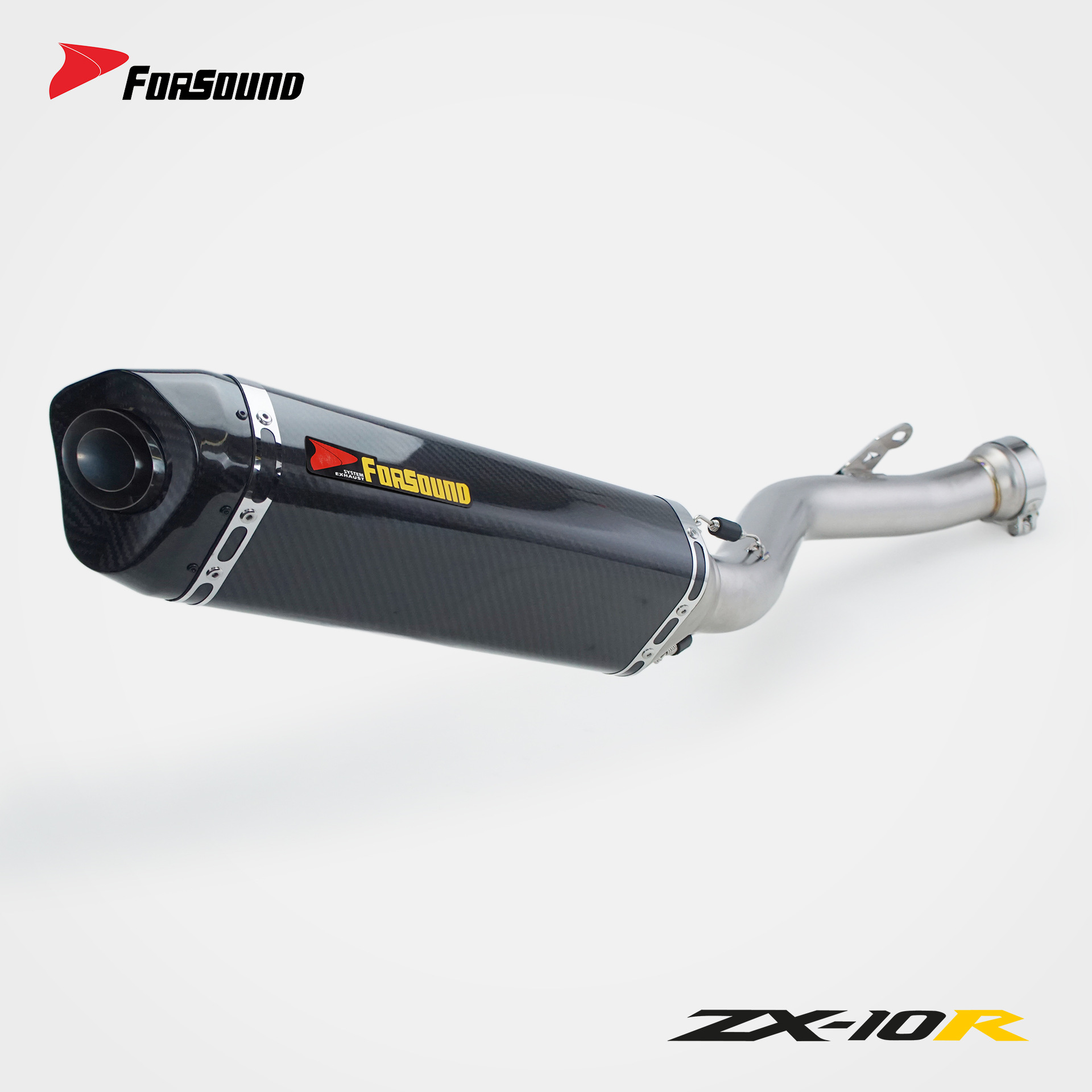 KAWASAKI ZX-10R Big Bull modified exhaust mid and tail section, Grav's titanium alloy stainless steel carbon