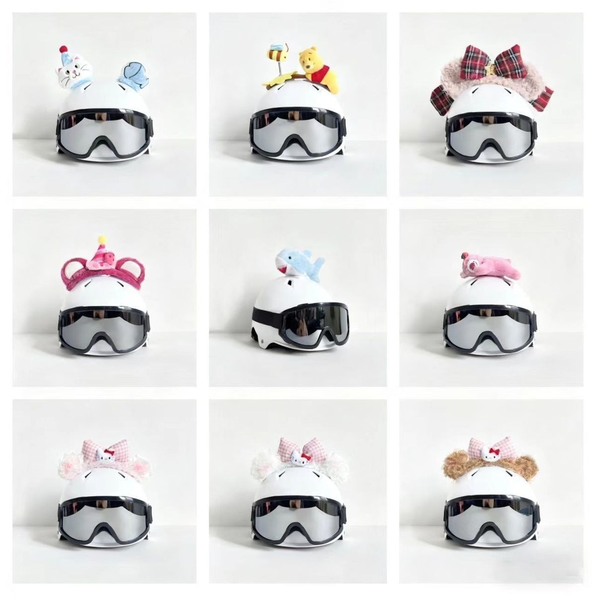 Cute sun-protective cartoon ski helmet decoration, suitable for single and double board helmets, motorcycle helmet decoration for men and women