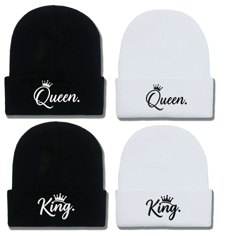 Вязаная шапка King Queen с вышивкой для пар