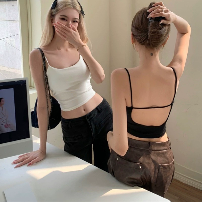 Топ майка (женщина) с встроенными чашками, японский стиль бэc Backless жилет, легкая поддержка, one size (80–110 кг)
