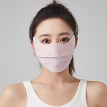 防晒口罩夏季冰丝薄款透气网眼包下巴护眼防紫外线笑脸口罩