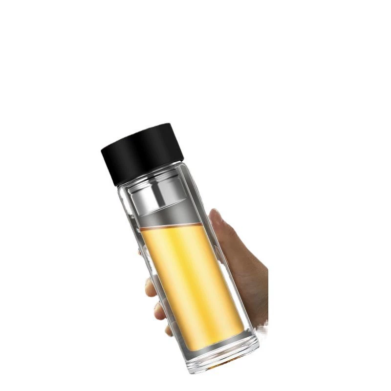Portable tea high temperature resistant magnetic bomb men's tea cup double-layer glass cup office workers' new separation water cup high-end