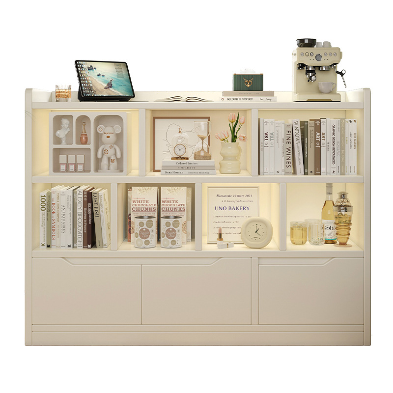 Estante para libros de madera maciza de piso a techo, estante de exhibición de almacenamiento de rejilla múltiple para el hogar, dormitorio, armario bajo junto a la cama, estantería con puerta