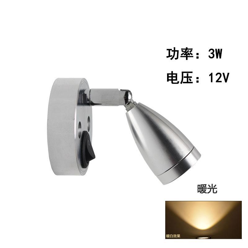 Luz de lectura led para RV, 12V, bajo voltaje, foco giratorio de 360 ​​grados, foco de noche, lámpara de pared, techo, luz blanca cálida, protección para los ojos
