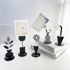 Cross-border desktop flower ornament chessboard flower clip acrylic file message photo memo holder