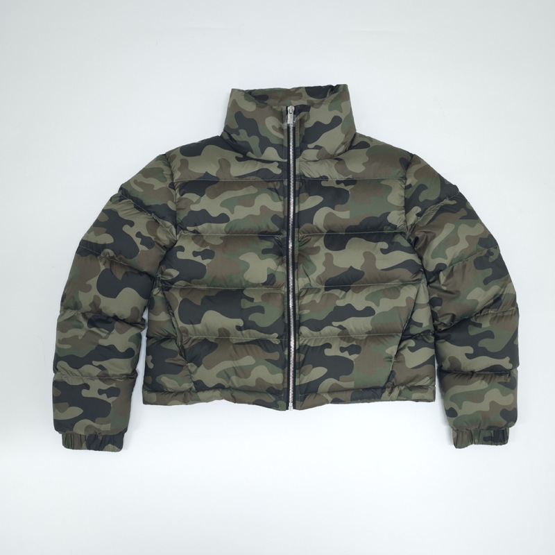Factory Supply Classic Short Camouflage down Jacket Tops for Women Slim Fit