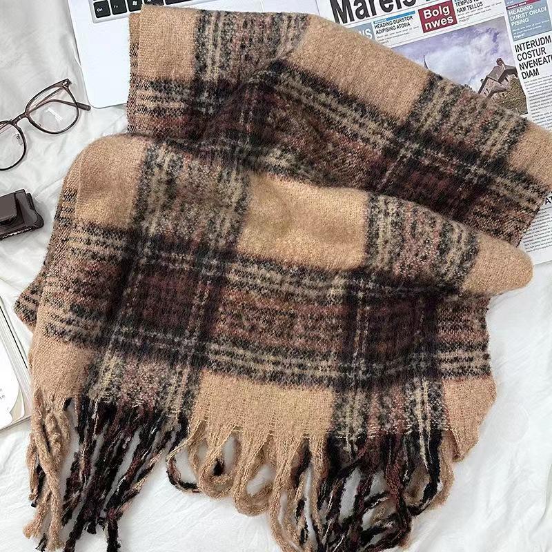 Melads neue Atmosphäre kariert ist vielseitig Frauen, mit einem Studentenschal mit vergrößerten Quasten und extra dick_voghion.com