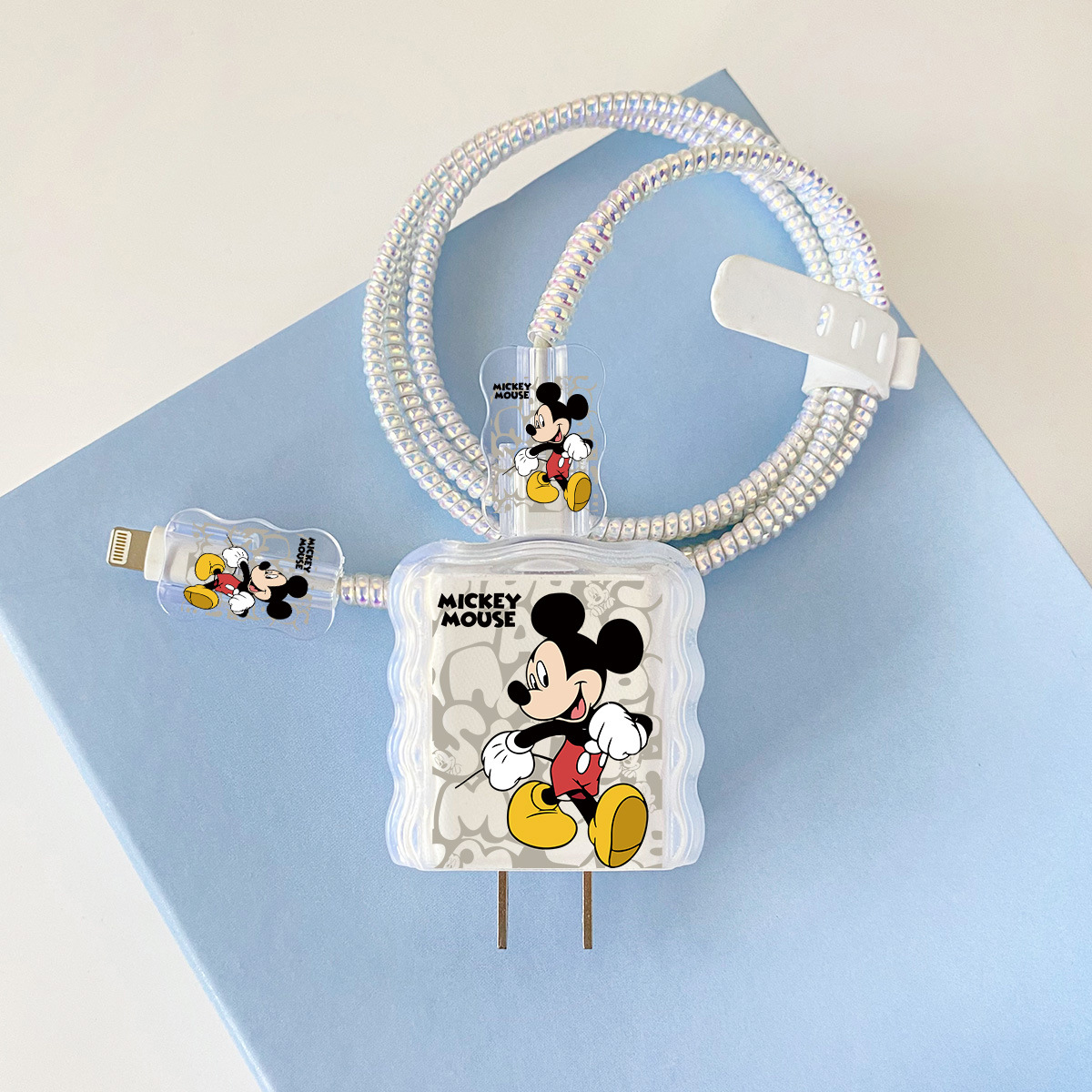 Apple 20w-YT1030 트위스트 미키 오버레이 헤드기어 + 물결선 클립 + 1m 레이저 흰색 로프 + 흰색 스트랩