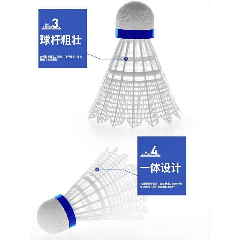 台湾製ナイロン製耐久性バドミントンボール3個セット、娯楽用プラスチックボール、学生向け室内外トレーニングバドミントン|undefined
