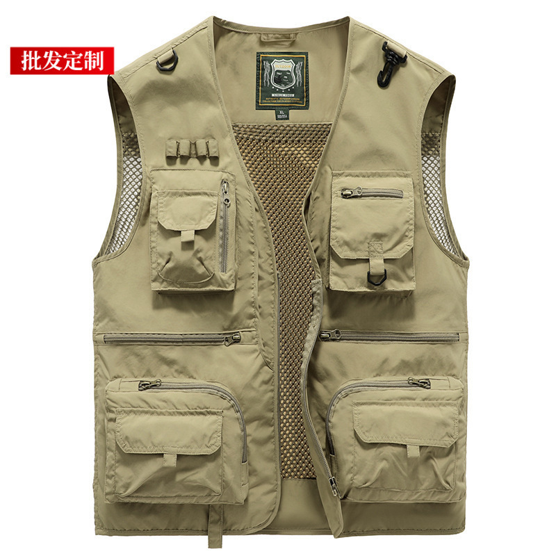 Men's Vest Spring and Autumn Outer Vest Outdoor Sports Fishing Vest Mountaineering Camping Style Multi-Flap Pocket Pants Multi-Functional Vest