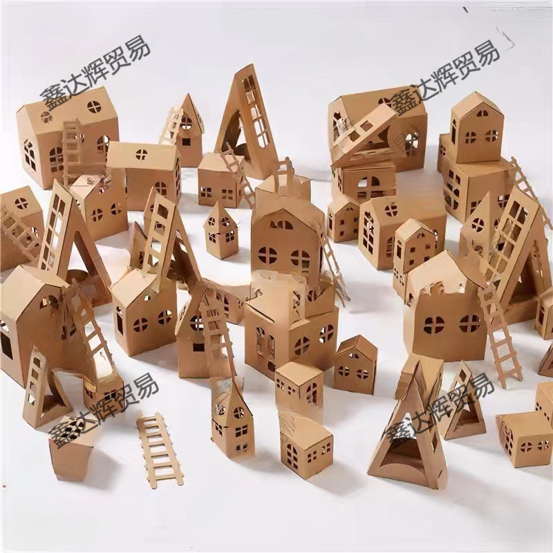 DIY Small House Cardboard Kindergarten Environmental Construction Material Area Corner Building Environment Handmade Model Ornaments