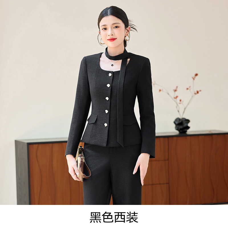 今年流行漂亮套装裙女秋季2025新款圆领小香风外套阔腿裤子两件套|undefined