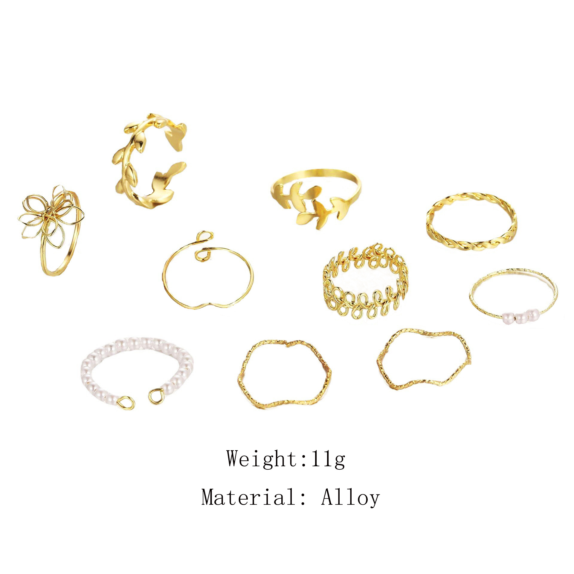 Simple Style Leaves Butterfly Alloy Heart Pearl Rings