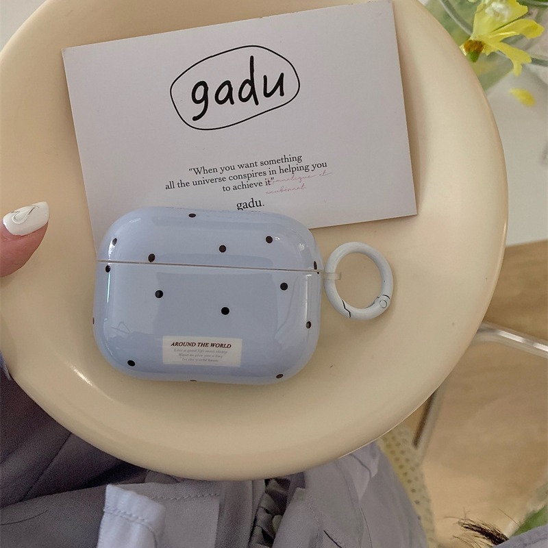 簡約藍色波點適用蘋果AirPods保護套AirPodsPro耳機2022新無線