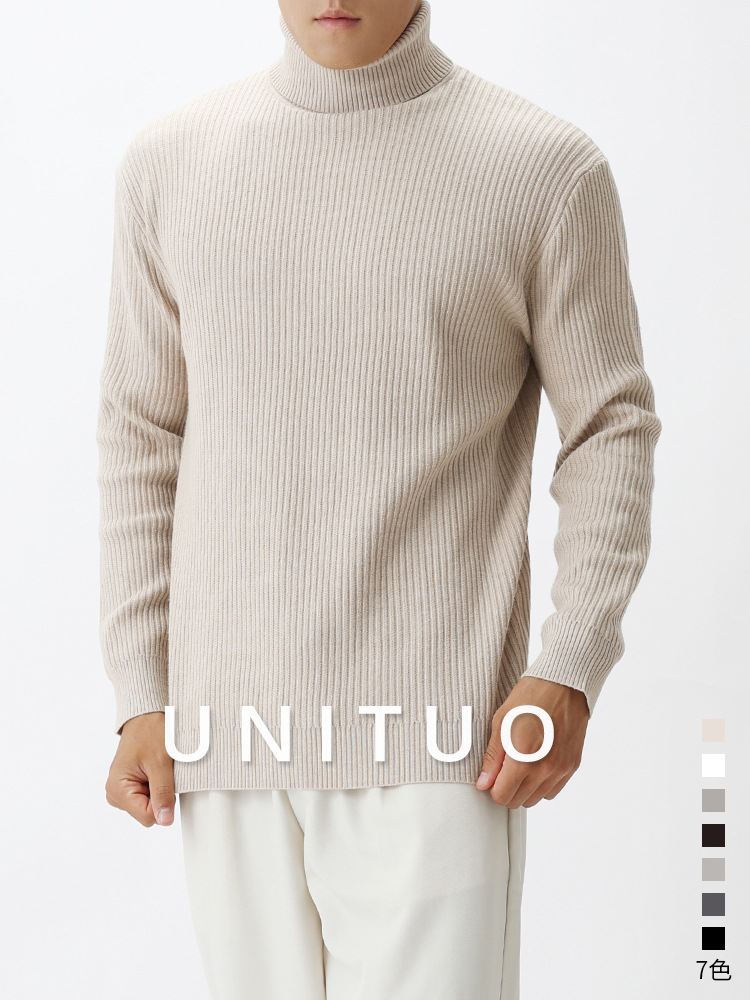 El antiguo suéter de cuello alto para hombre, camiseta de punto para hombre, otoño y invierno, ocio, cálido, chaqueta, camiseta para hombre.