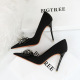 18249-H3 Style Banquet High Heels Women's Shoes Super High Heels Shallow Notched Satin Rhinestone Bow Tie Single Shoes