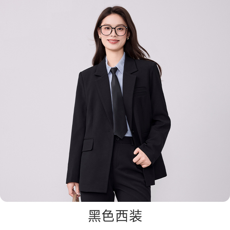 黑色西装外套大学生面试正装收腰女士西服职业轻职场通勤套装9801|undefined