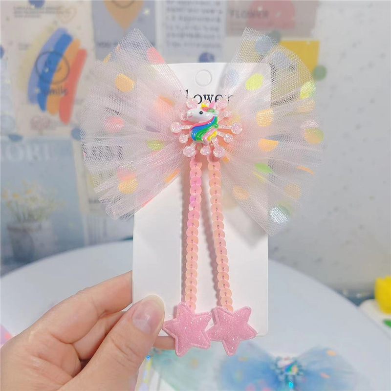 Cute Lady Star Unicorn Gauze Hair Clip display picture 5