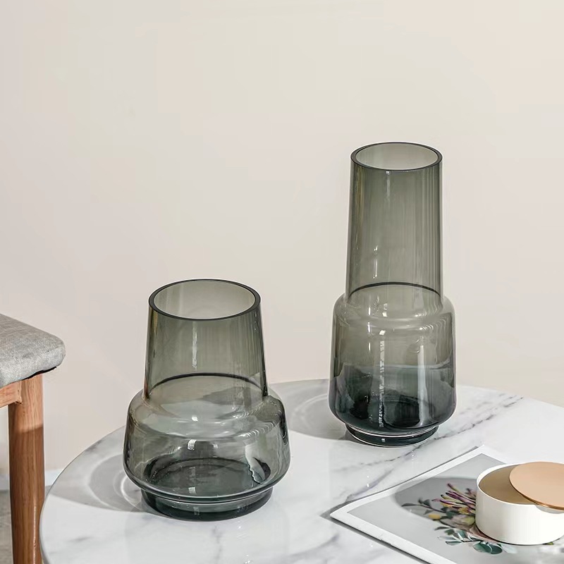 Adornos decorativos de jarrones de cristal para mesa de comedor y sala de estar, arreglos florales, macetas, flores secas de estilo americano, decoración nórdica para el hogar.