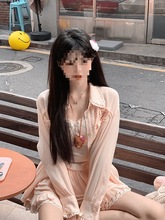 秋季新款甜美温柔小众设计感长袖衬衫+半身裙两件套