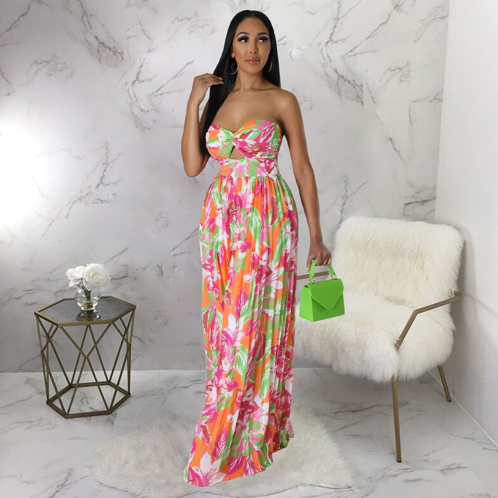 Regular Fit Fit Type Flower Pattern Summer Season Women'S Daily Jumpsuit Streetwear Flower Full Length Printing Backless