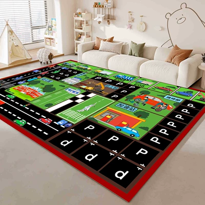 Avtomobil döşəmə paspasları — track educational floor mat - transportation-town-a-fun-adventure-tech-fabric-100x160cm6mm