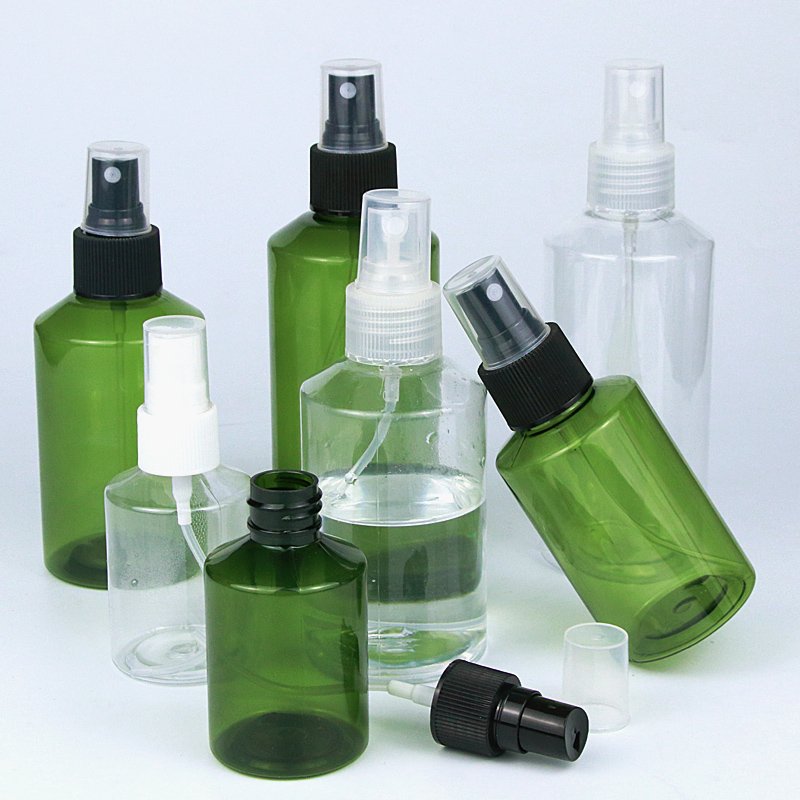 50 100 150 200ml毫升细雾瓶斜肩墨绿PET分装瓶茶色化妆品空喷壶
