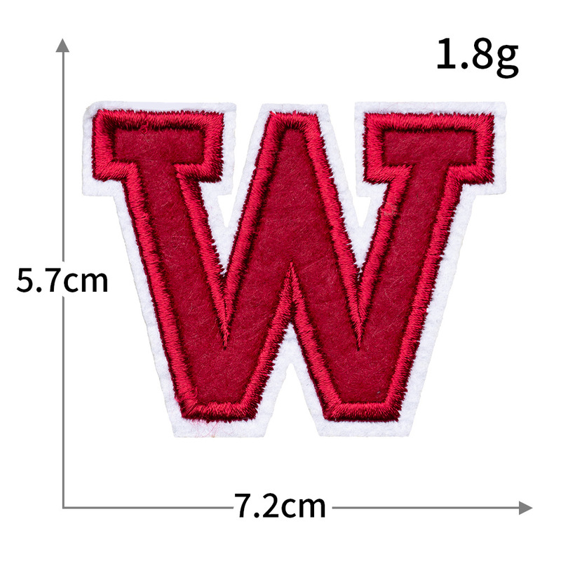 クロスボーダーの赤い白い縁の26の英語のアルファベットのコンピュータの刺繍の布はゴムを貼って服の装飾の布を貼ります。|undefined