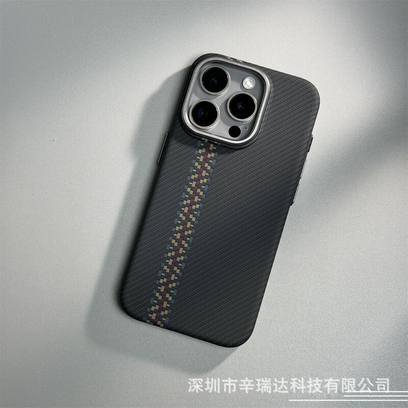 Iphone16 promax携帯ケース炭素繊維紋磁気吸引リンゴ15ケブラー紋転倒防止保護カバー|undefined