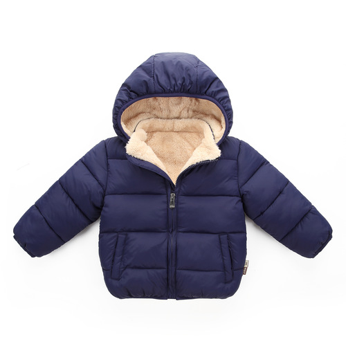 Amazon 2025 Children's Fleece-Lined Down Cotton-Padded Coat – Boys' and Girls' Hooded Plaid Style Baby Autumn and Winter Warm Jacket