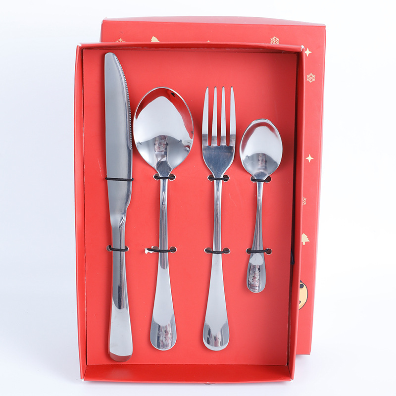 Caja de regalo de Navidad + conjunto de cuatro piezas de plata