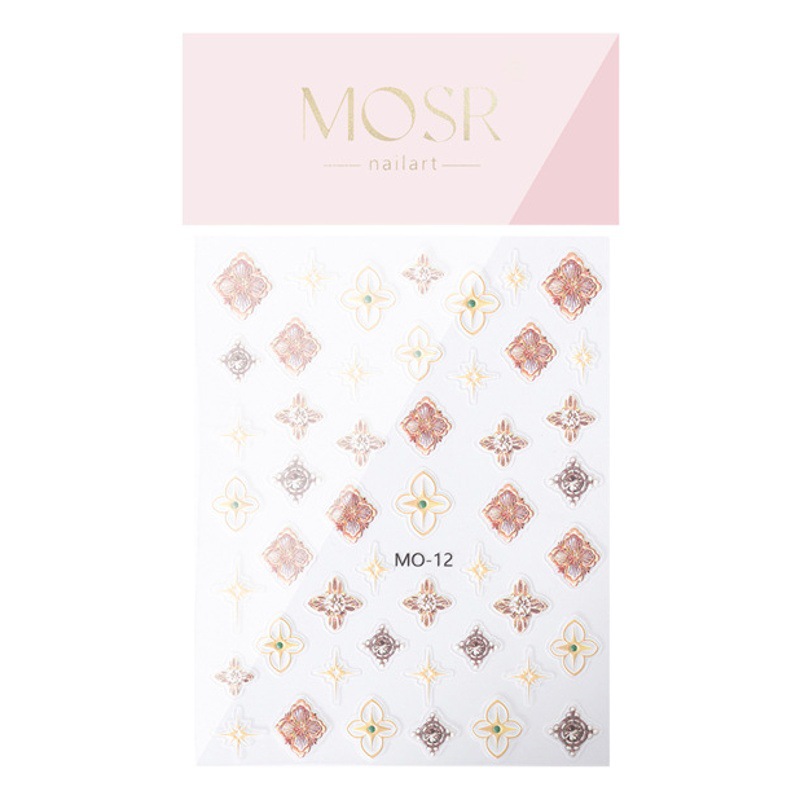 Nuevo arte manicura 5d relieve pegatina papel neto rojo tulipán retro hueco alivio tridimensional etiqueta engomada del clavo