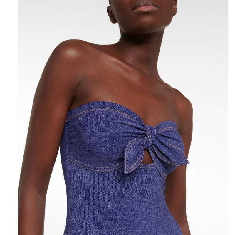 2024 Europa y los Estados Unidos nuevos trajes de baño unidos con arco de pecho jeans de mujeres explotadoras transfronterizas