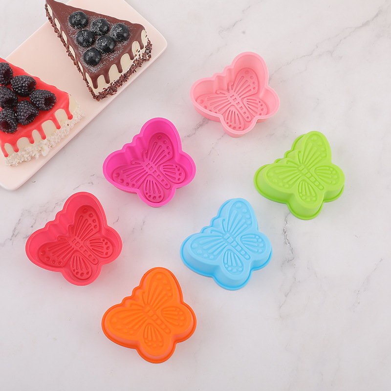 Factory wholesale butterfly silicone cake Cup chiffon mug pudding egg tart mold baking tools
