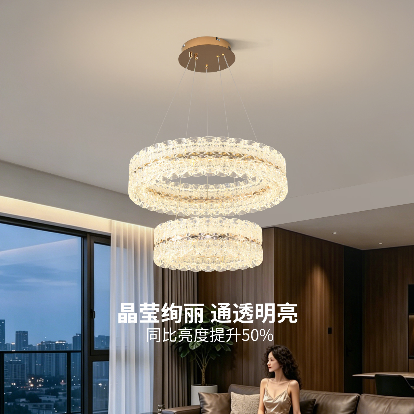 Luz italiana de lujo de alta gama lámpara de la sala de estar moderna minimalista creativa personalidad protección ocular nueva lámpara principal de cables de vestíbulo L357