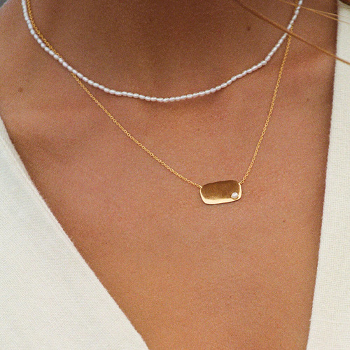 Pure Silver S925 Lightweight Luxury Irregular Initial Clavicle Necklace, European and American Cross-Border Bestselling French Retro Pearl Necklace for Women