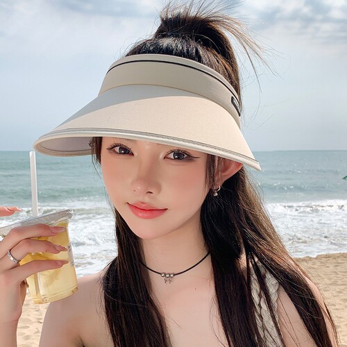 Korean sun hat for women in spring and summer, UV protection, small face, sunshade hairband, empty top hat, cycling sun hat for women 