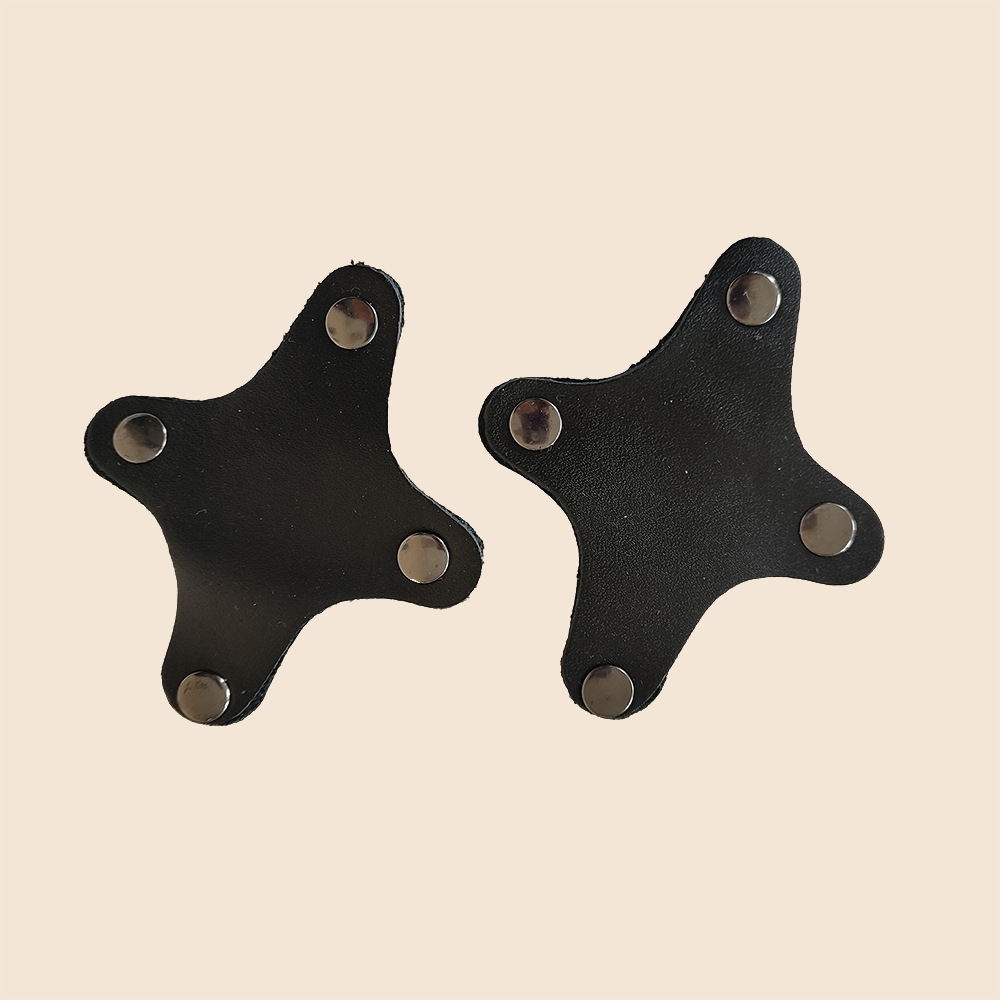 定-制肩带固定片皮件配件PU/头层皮防肩带脱落围裙交叉皮标皮块